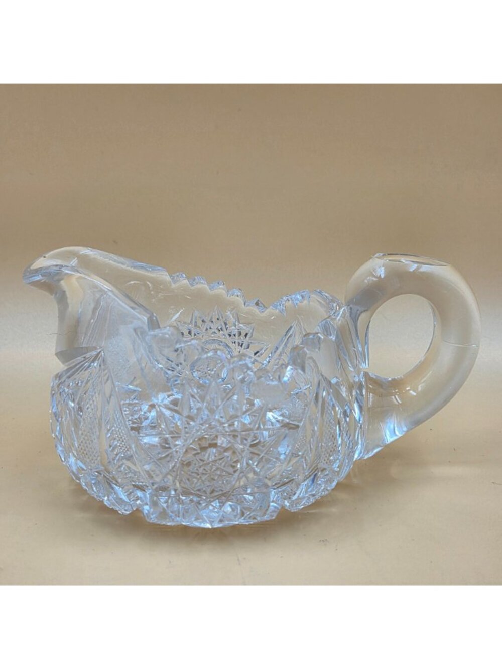 American Brilliant Cut Glass Sugar Creamer Set Hobstar Fan Crosshatch ABP - Picture 10 of 16